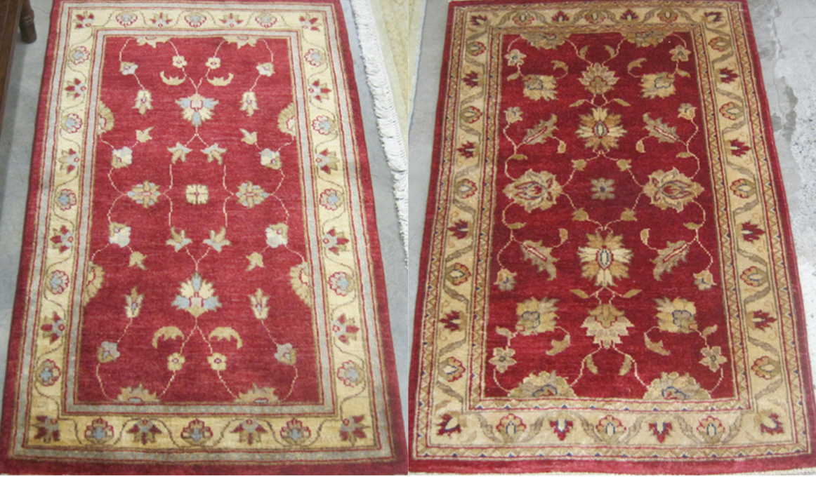 Appraisal: TWO SIMILAR HAND KNOTTED ORIENTAL AREA RUGS Pakistani-Persians foliate vine