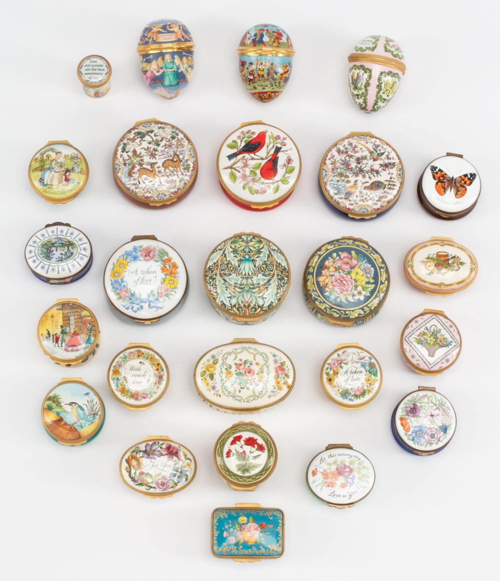 Appraisal: Twenty-Five Brass-Mounted Enamel Boxes various marks incl Halcyon Days various