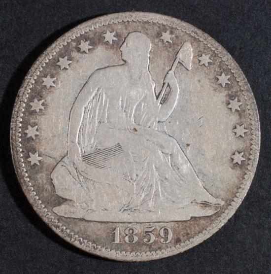 Appraisal: Five United States seated Liberty type silver half dollars -