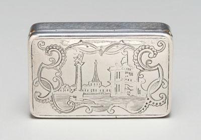 Appraisal: Russian silver box rectangular with gilt interior engraved scrolls and