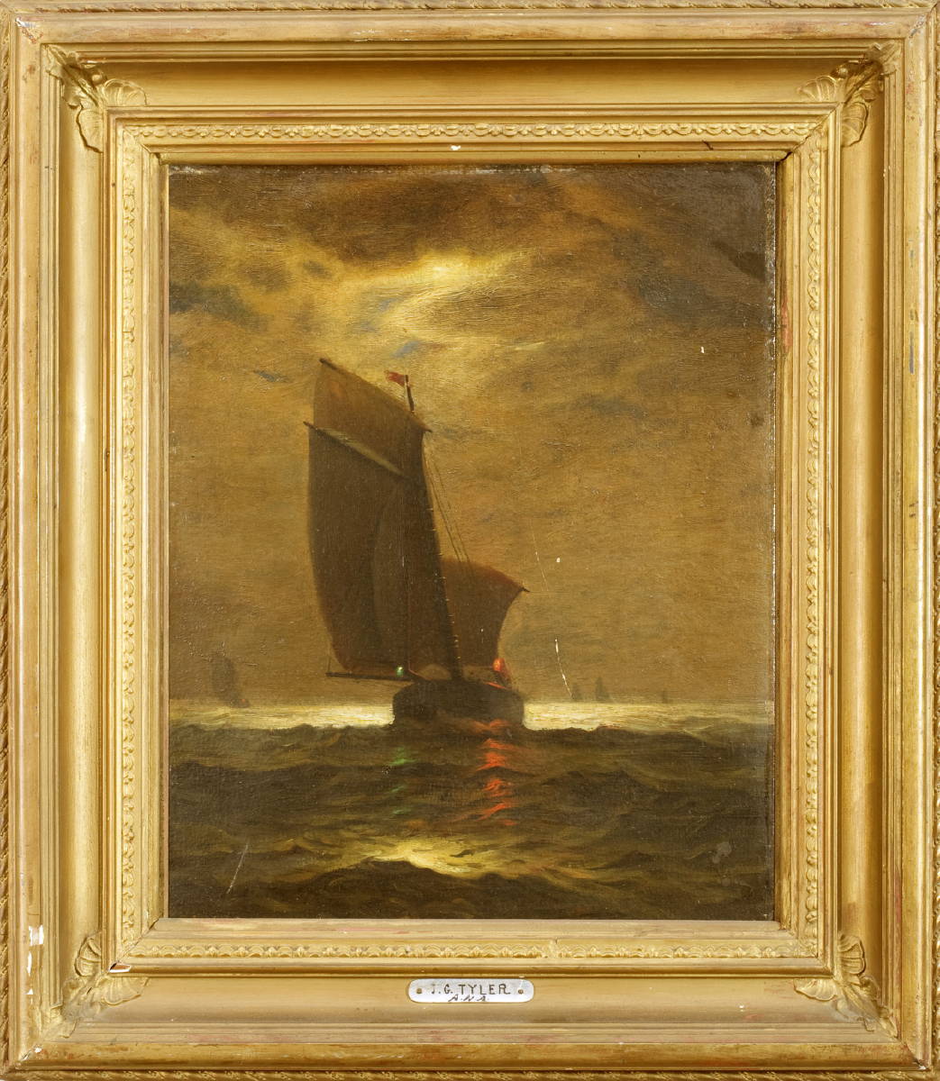 Appraisal: JAMES GALE TYLER AMERICAN - SAILBOAT IN MOONLIGHT Oil on