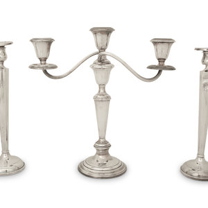 Appraisal: A Pair of American Silver Candlesticks and an American Silver