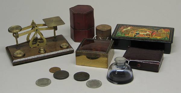 Appraisal: An assembled group of desk and table accessories th th