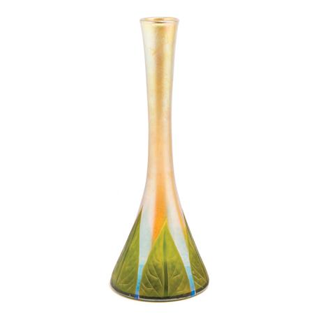 Appraisal: Tiffany Wheel Carved Favrile Glass Vase Estimate -