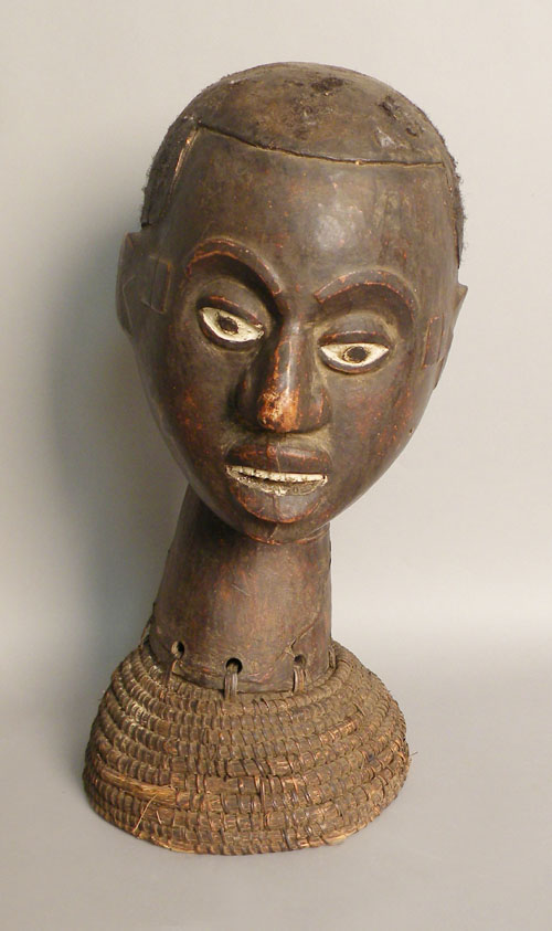 Appraisal: Carved African helmet h