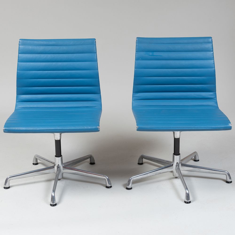 Appraisal: Pair of Eames Leather and Metal Office Chairs for Herman