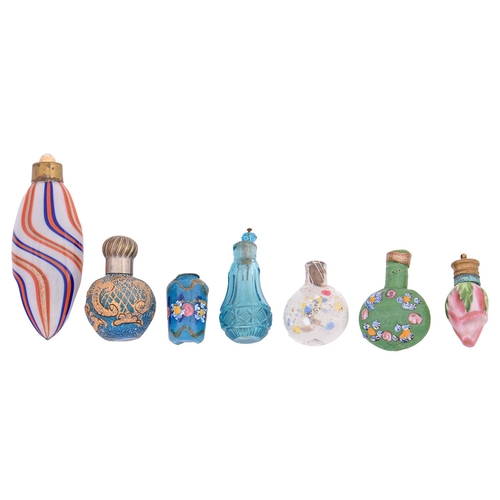 Appraisal: Six various Venetian coloured glass scent bottles th early th