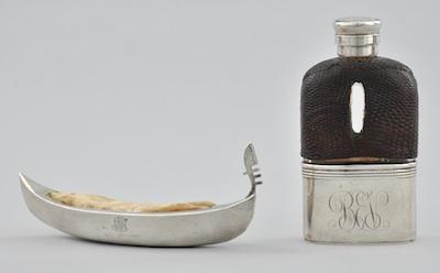 Appraisal: A Gorham Sterling Silver and Leather Flask and Dominick Haff