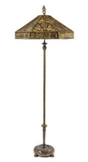 Appraisal: An American Pierced Brass Floor Lamp Height x diameter of