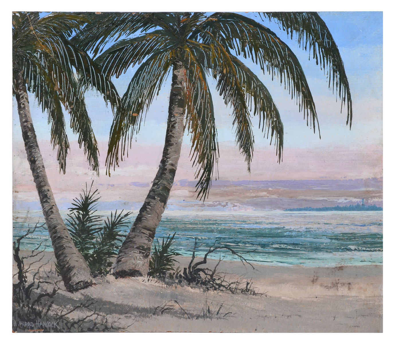 Appraisal: HANCOCK Harold American - Captiva Florida Coastal Scene with Palms