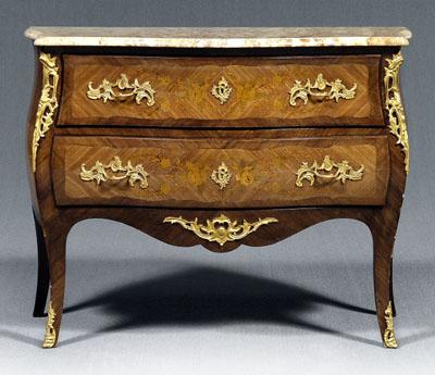 Appraisal: French Louis XVI style commode ocher to amethyst variegated marble