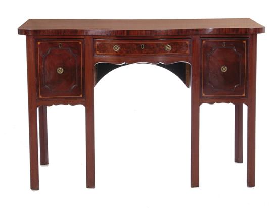 Appraisal: George III inlaid mahogany serpentine sideboard first half th century