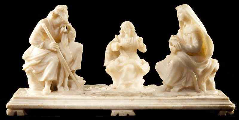 Appraisal: Carved Alabaster Holy Family SceneItalian likely th century depicting Mary