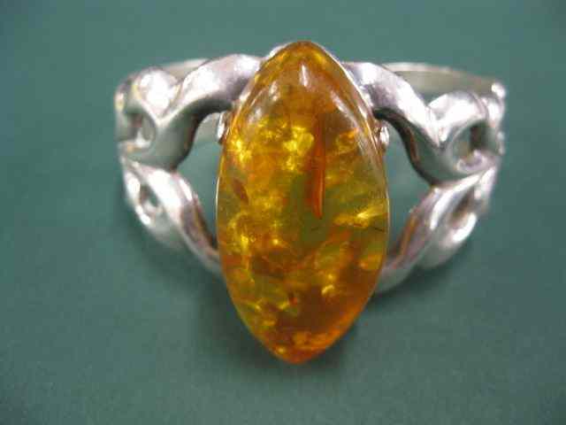 Appraisal: Indian Amber Sterling Silver Bracelet honeycolor baltic amber in heavy