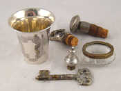 Appraisal: White metal and plated items being two bottle stoppers a