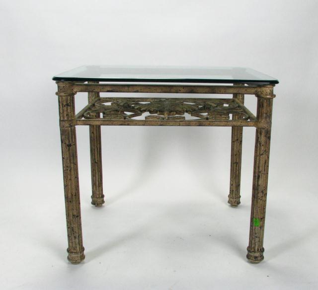 Appraisal: Three Piece Iron Table Set with aged finish two ''