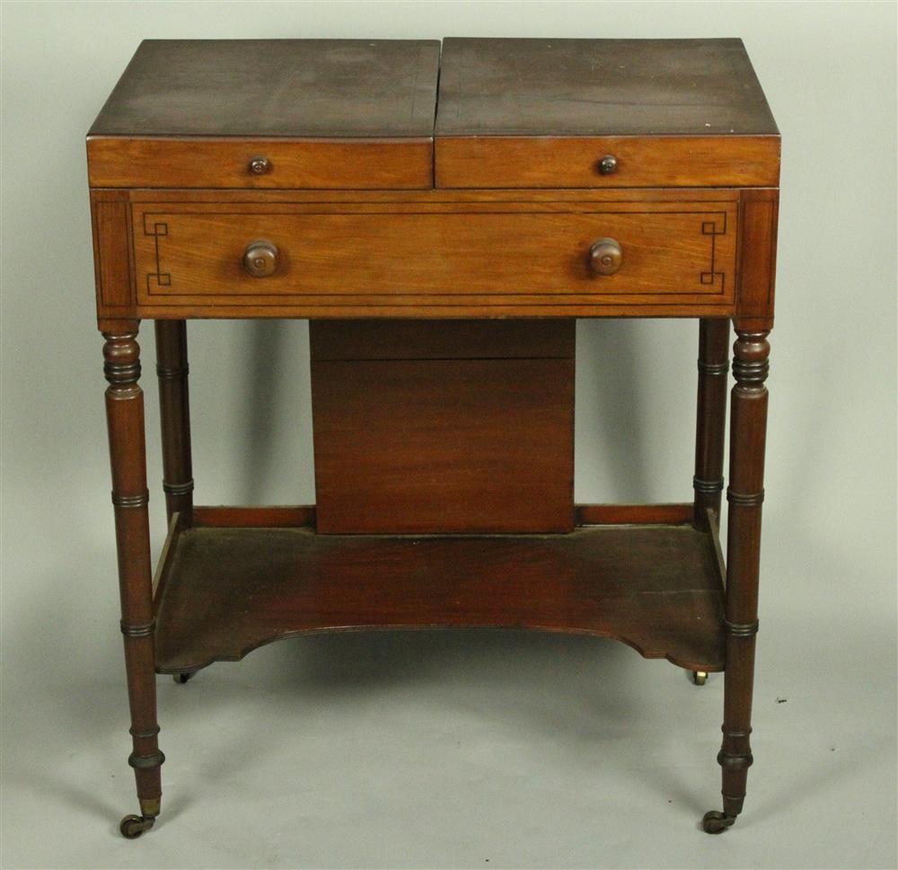 Appraisal: REGENCY MAHOGANY BEAU BRUMMEL CA having a hinged and divided