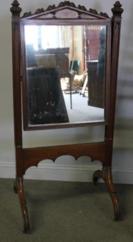 Appraisal: Carved Gothic Style Mirror on Stand From a Long Island