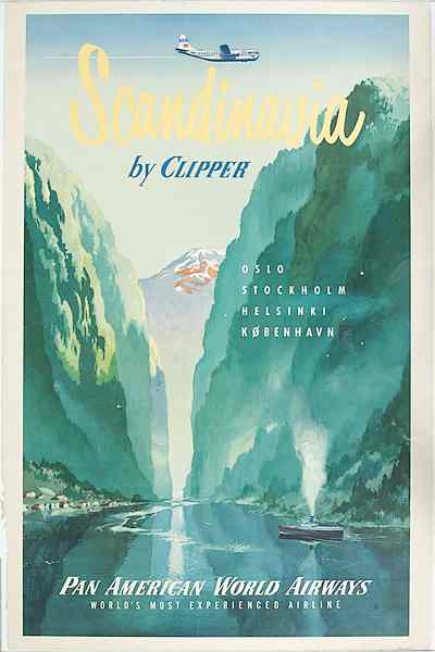 Appraisal: Aviation Group of Scandinavian Travel Posters from the s Lot