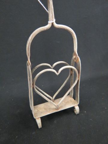 Appraisal: Early Iron Fireplace Toaster heart shape holder long