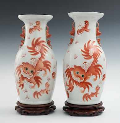 Appraisal: A Pair of Chinese Porcelain Vases th Century A pair