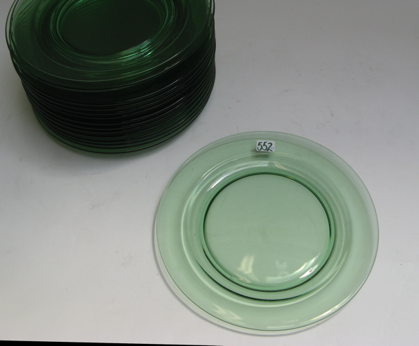 Appraisal: AN AMERICAN GREEN GLASS DESSERT SET transparent green dessert plates