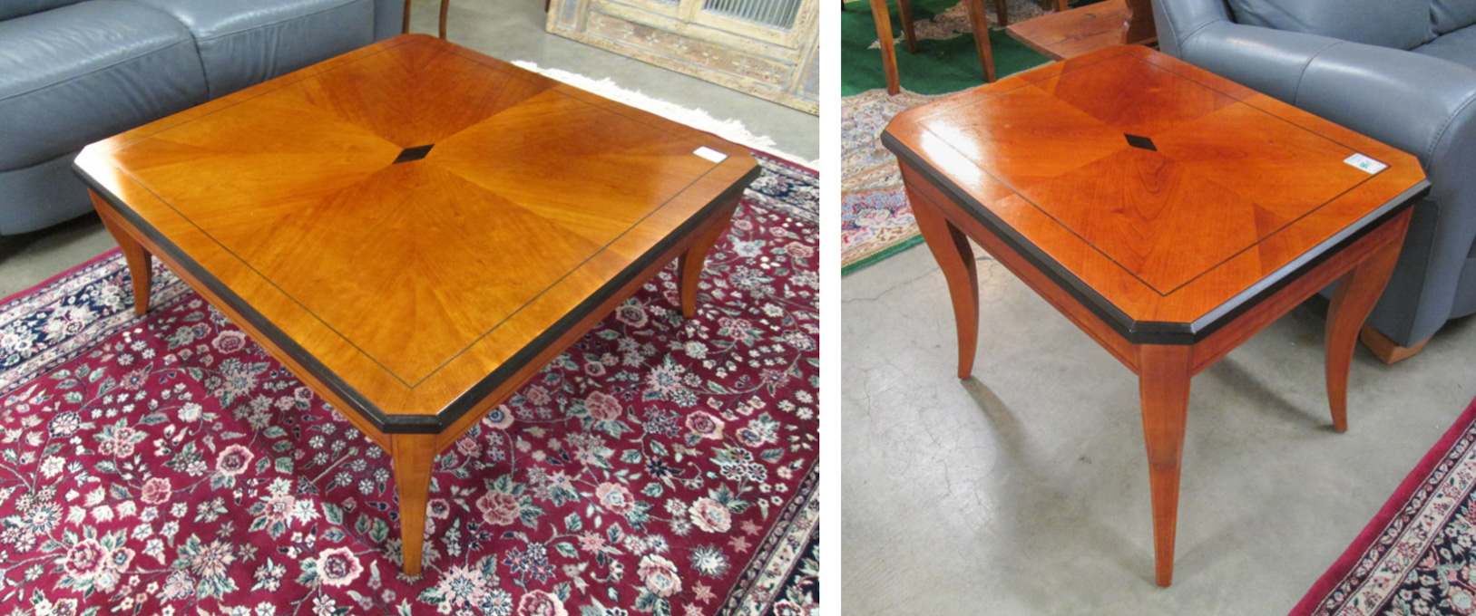 Appraisal: CHERRY MAPLE COCKTAIL AND LAMP TABLE SET Lane Furniture Co