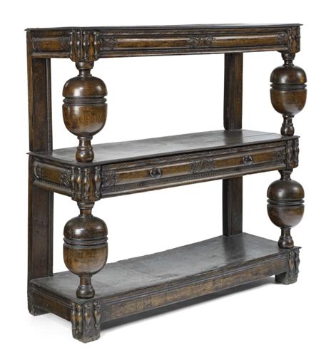 Appraisal: CARVED OAK BUFFET TH CENTURY WITH ALTERATIONS the moulded rectangular