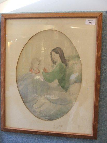 Appraisal: ISOBEL MORTON SALE th Century - Mother with children signed