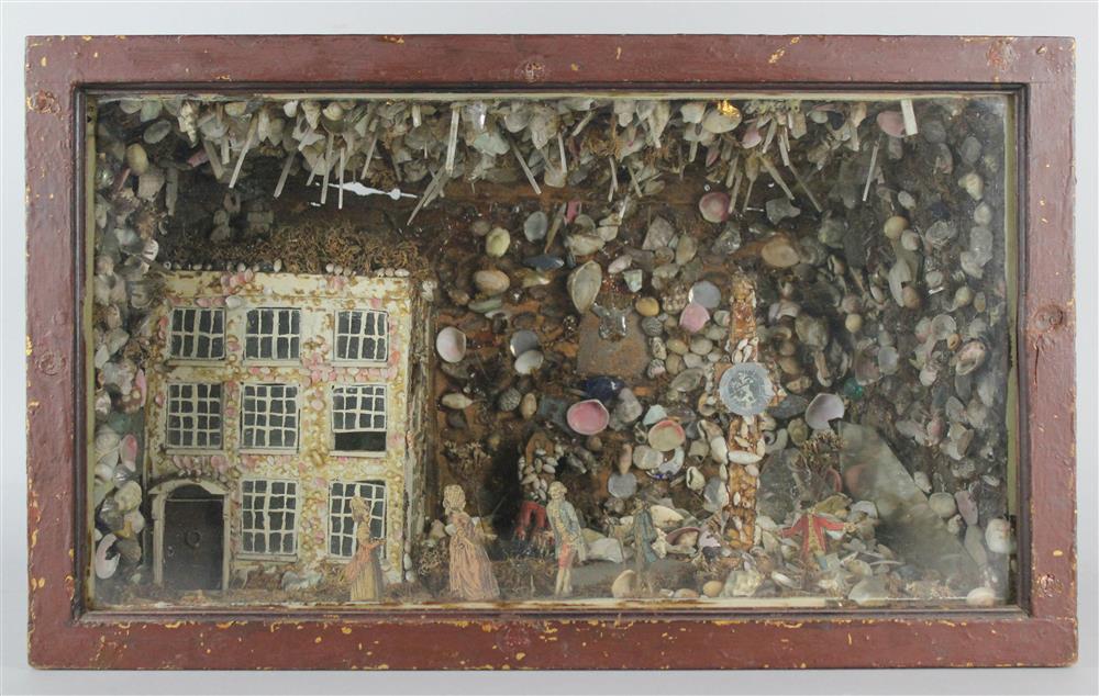 Appraisal: AMERICAN LATE TH TH CENTURY MICA SHELL WORK SHADOW BOX