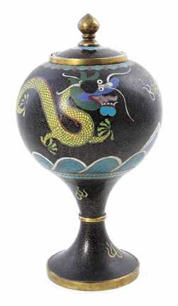 Appraisal: Unusual Chinese cloisonne covered urn early th century inverted pear