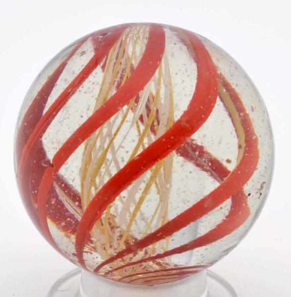 Appraisal: Large Latticino Swirl Marble Description Alternating white and yellow latticino