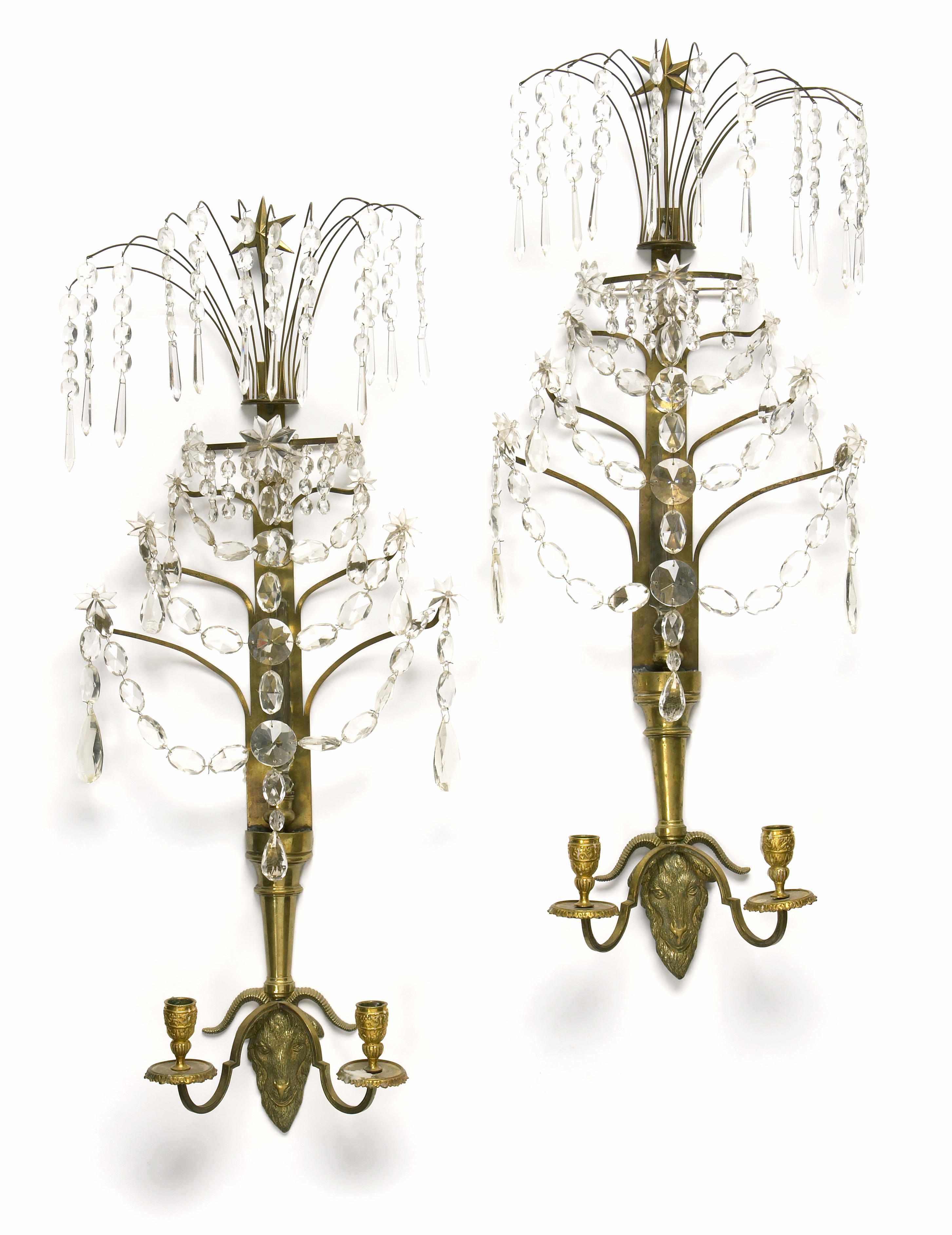 Appraisal: A pair of Neoclassical style gilt metal and cut glass