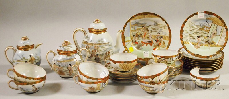 Appraisal: Satsuma Porcelain Tea Set comprised of one large and two