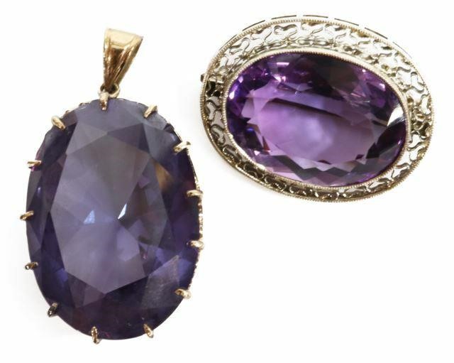 Appraisal: lot of Estate kt yellow gold jewelry including amethyst pendant