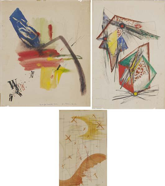 Appraisal: ABSTRACT WATERCOLORS Three works of art Charles Niedringhaus Untitled watercolor