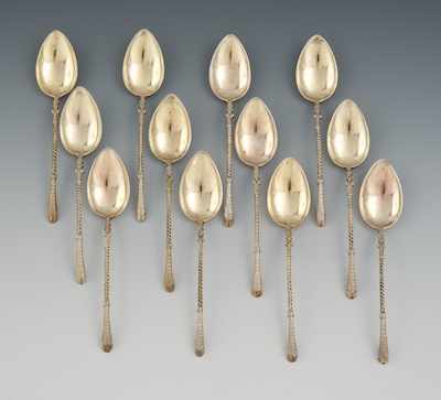 Appraisal: Twelve German Silver and Gold Wash Demitasse Spoons by Wilhelm