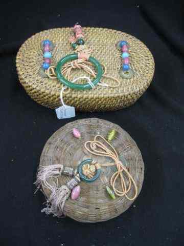 Appraisal: Chinese Sewing Baskets objects on top '' diameter '' x