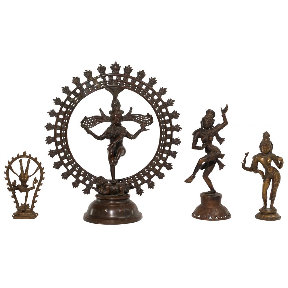 Appraisal: INDIAN CHOLA STYLE DANCING FIGURINE ASSORTMENT items depicting male and