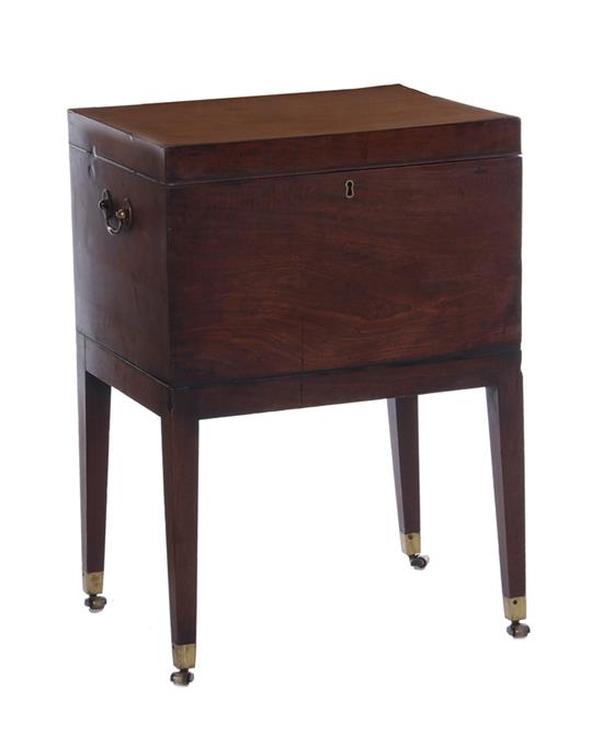 Appraisal: Hepplewhite mahogany cellarette circa hinged lid divided interior tapered legs