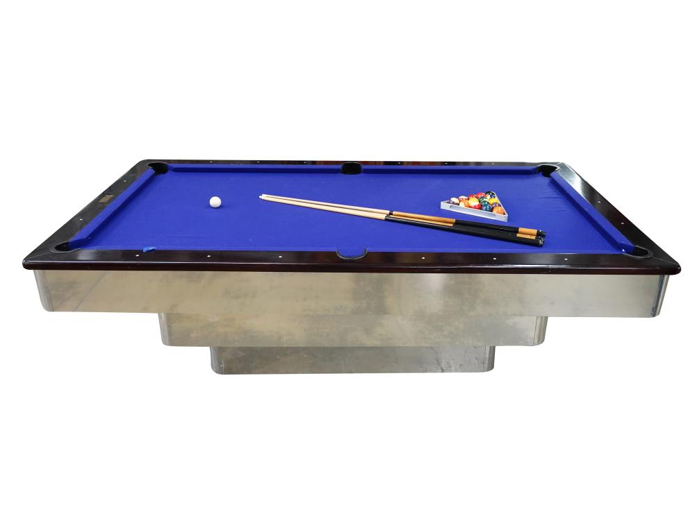 Appraisal: BUCKHORN CHROME POOL TABLEProvenance from The Phoenix Suns locker room