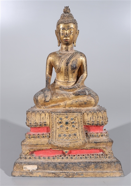 Appraisal: Thai gilt bronze Buddha with elaborate details and gilt throughout