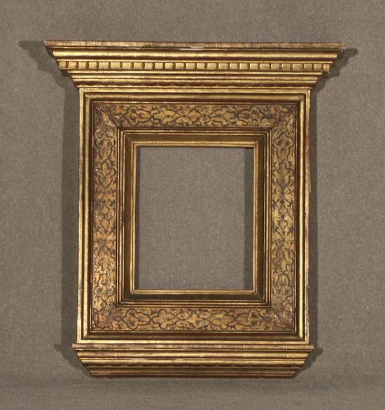 Appraisal: Italian Neoclassical Style Giltwood and Polychromed-Frieze 'Tabernacle' Frame th Century