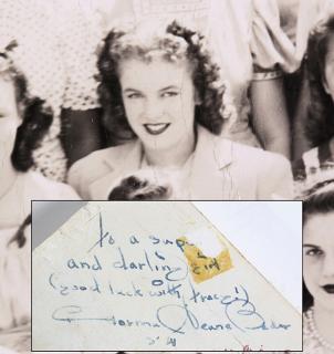 Appraisal: Marilyn Monroe signed black and white school photograph A panoramic