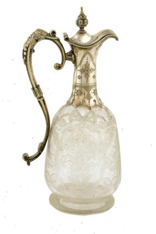 Appraisal: A VICTORIAN EPNS MOUNTED GLASS CLARET JUG the mallet shaped