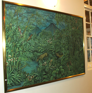 Appraisal: LARGE BATIKI ART WORK DEPICTING JUNGLE SCENE