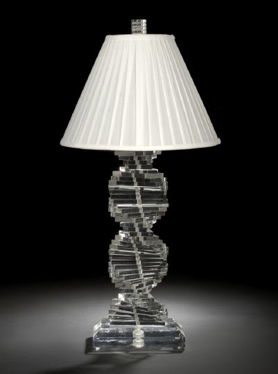 Appraisal: Dramatic Stepped Spiral-Cut Lucite Table Lamp presented on an oblong