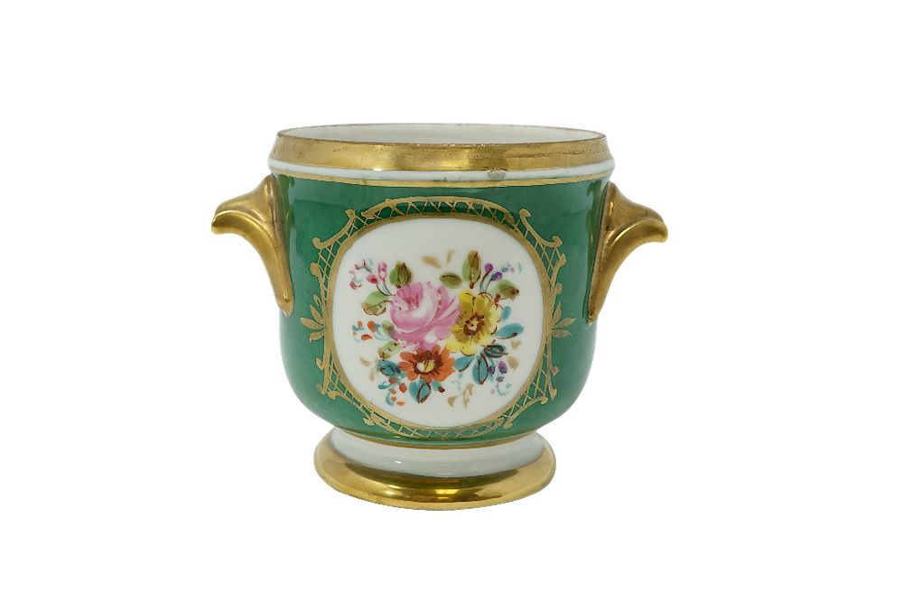 Appraisal: Green Cachepot Green Paris Porcelain Cachepot x in Estimate -