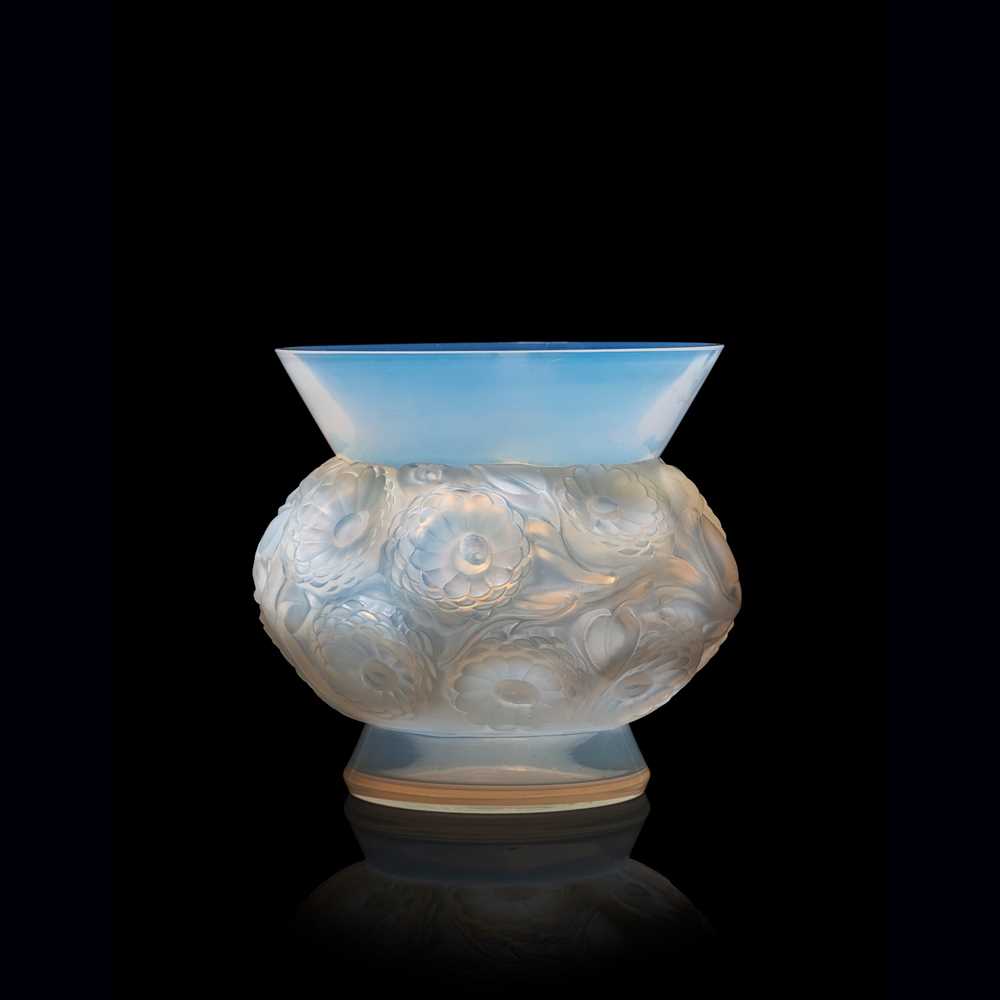 Appraisal: REN LALIQUE FRENCH - SOUCIS VASE NO designed cased opalescentstencilled