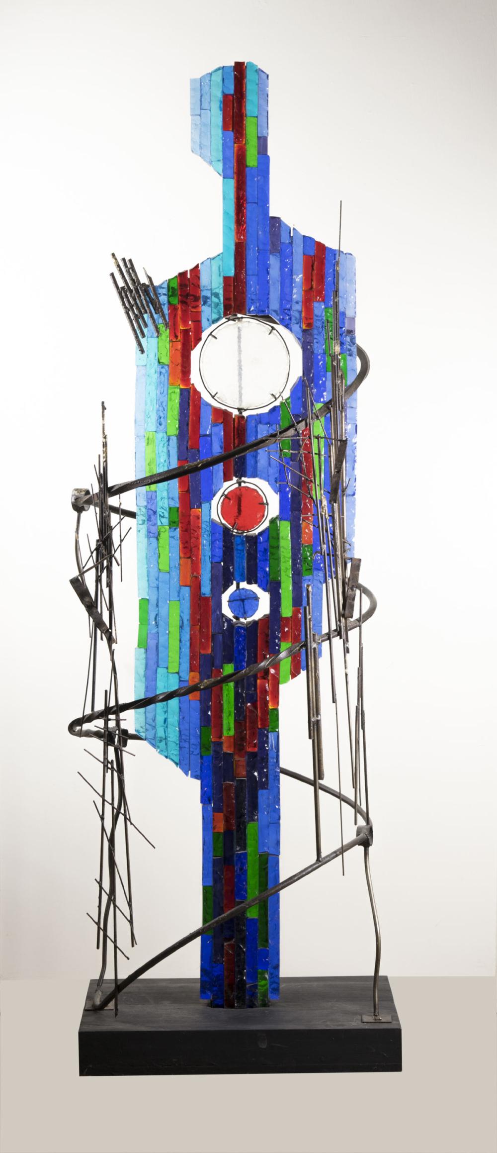 Appraisal: JOSETTE RISPAL France born art glass and iron sculpture Le